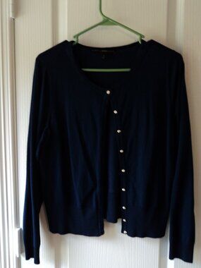 Women's Navy Blue Cardigan Button Up Sweater